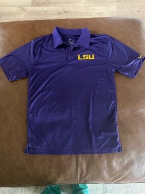 Nike Purple LSU Dri-FIT Polo with Gold Logo